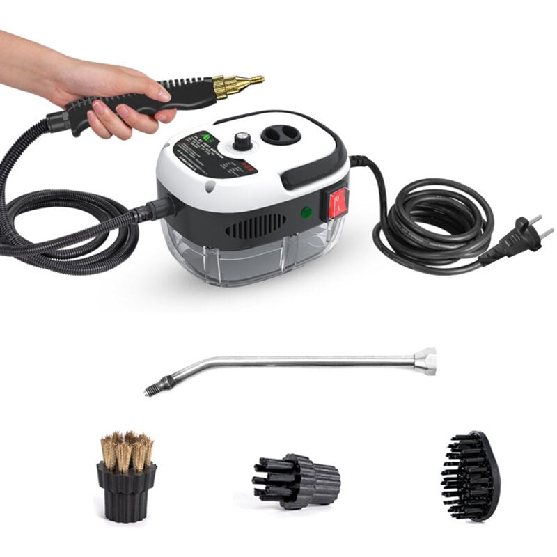 Tonysa - 2500W Nettoyeur Vapeur, Nettoyeur Vapeur Professionnel avec 3 Têtes de Brosse Réglables sur 6 Niveaux, pour le Nettoyage, Canapés,