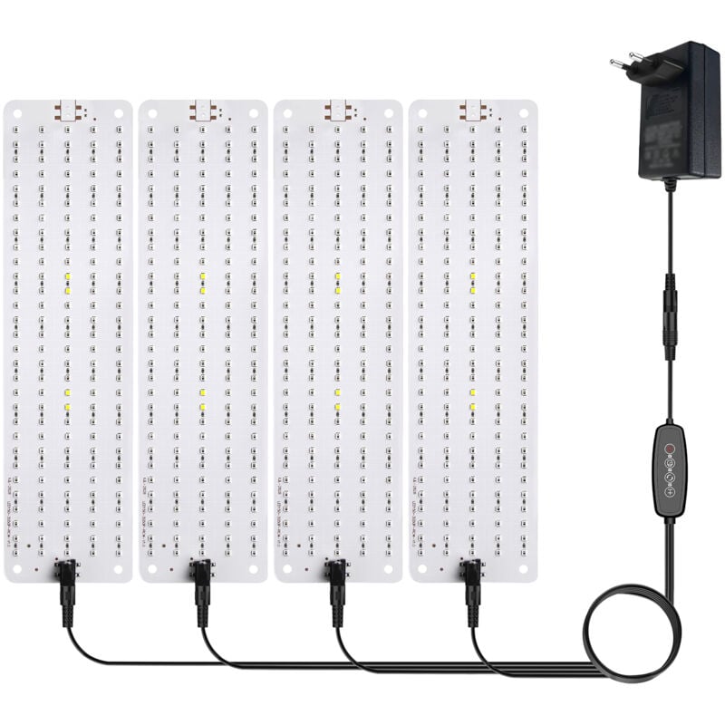 46W Lampe de Croissance led, 4pcs Lampe de Plante Spectre Complet, Lampe Horticole avec Minuterie 3/6/12H, Lampe de Culture avec 600 led pour Plantes