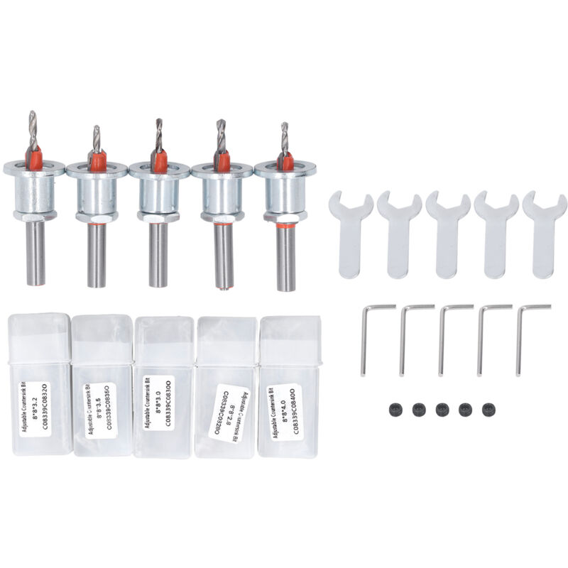 Tonysa - 5 Pièces Ensemble de Forets à Bois Ensemble, de Forets de Préhension de Siège Réglable, Foret de Fraisage Réglable,pour Outil électrique en