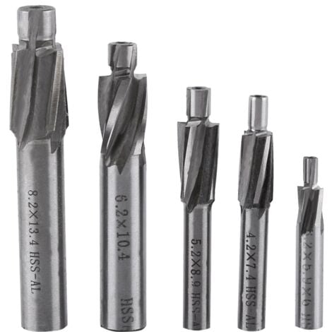 TONYSA 5pcs Fraise en Bout Fraise, Fraise Fente forets Fraises rotatives CNC Set Outil M3-M8 4 Flûtes HSS-AL pour cuivre, Aluminium, Acier, Fonte