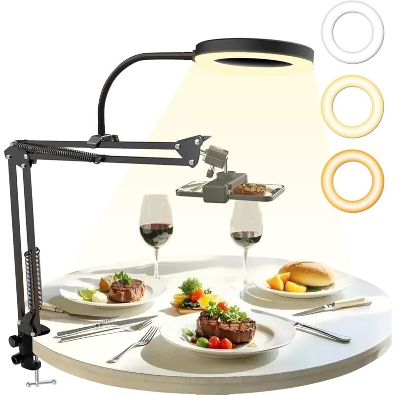 Tonysa - 6' Ring Light avec Trépied pour Bureau, Ring Light Telephone led avec Support et Support de Téléphone, Flexible Support de Caméra, Dimmable