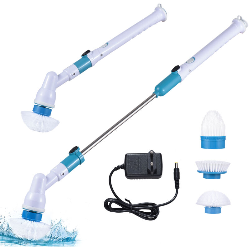 Brosse de Nettoyage électrique , 210RPM , avec 3 brosses, Brosse de Nettoyage de Douche pour Salle de Bain, Baignoire, Toilettes, Cuisine (Blanc)