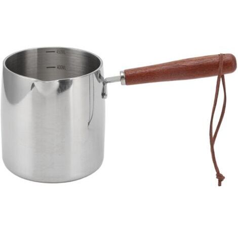 TONYSA Chauffe-beurre en acier inoxydable de 450ML, Mini Pot à café et à lait, petite casserole avec manche en bois