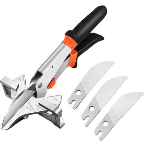 TONYSA Cisaille à Onglets Multi-Angles Précise pour Couper le Bois Tendre, Ciseaux de Coupe Angulaires Réglables à 22.5 Degrés à 45 Degrés avec 3 Lames de Rechange