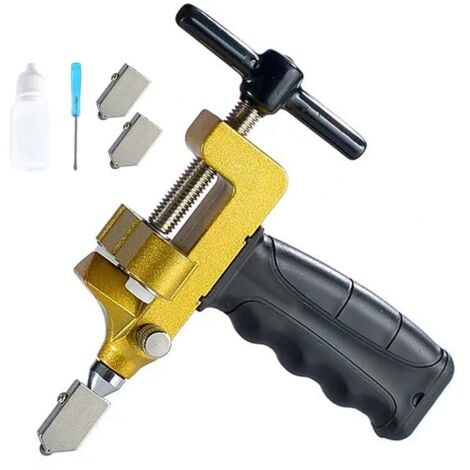 TONYSA Coupe-verre Manuels, 2 en 1 Outils de Coupe Coupe Carrelage, Ensemble de 5 Pièces Coupe Verre Diamant Coupe-carreaux Manuel Kit pour Outils de Coupe pour Miroirs, Fenêtres et Palettes