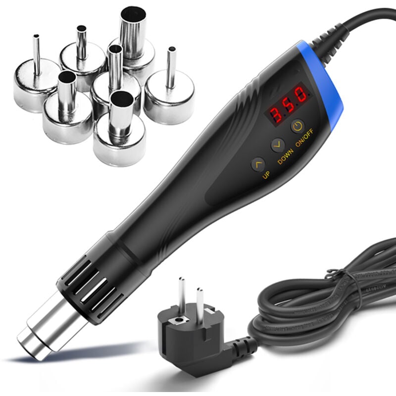 Tonysa - Décapeur Thermique Professionnel 600W, Pistolet à Air Chaud 100550℃, Température Réglable, avec 7 x Buses D'air ,Decapeur Thermique