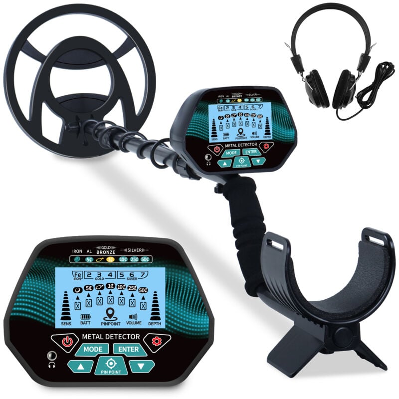Détecteur de Metaux pour Adultes et Enfants, Détecteur de Métaux Professionnel à Tige Réglable avec Écran LCD,avec écouteurs - Tonysa