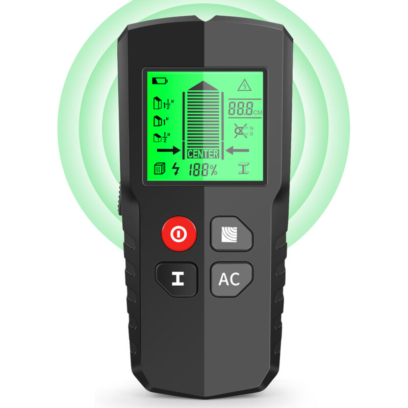 TONYSA Détecteur de Mur 5 en1 Detecteur de Metaux Mural Avec Écran LCD Détecteur de Montants,Détecteur Avec Batterie 9V Pour Détection Métaux,Fils