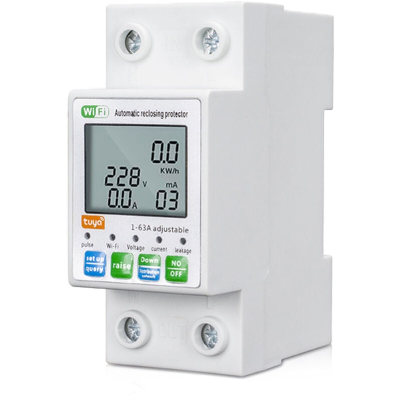 Disjoncteur 63A compteur d'énergie mesure disjoncteur minuterie avec tension courant et protection contre les fuites tuya Applications