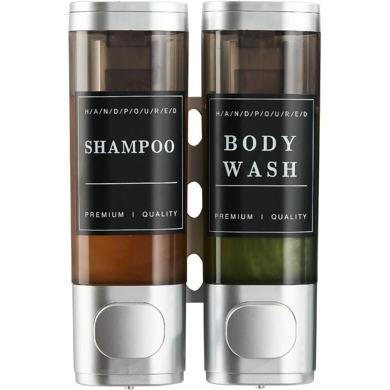 Distributeur de Savon Mural, Distributeur Gel Douche, Distributeur Triple de Shampoing et Après-shampoing sans Perçage abs pour Salle de Bain Cuisine