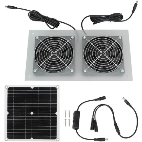 Kit Ventilatore Solare A Doppia Ventola 25W 18V – Impermeabile IP65, Per Serra, Pollaio, Capannone E Finestra, Con Aspirazione E Scarico Personalizzabili