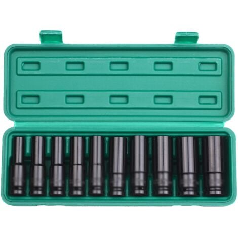 11 Pièces Douille à Choc 1/2, 10-24mm Coffret Longue, Clé