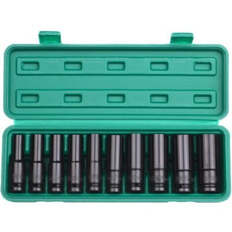 TONYSA Douille a Choc 1/2, 10-24mm Coffret Douille Longue, 10 Pièces durable et fiable pour les tâches de réparation professionnelles de bricolage avec étui de transport