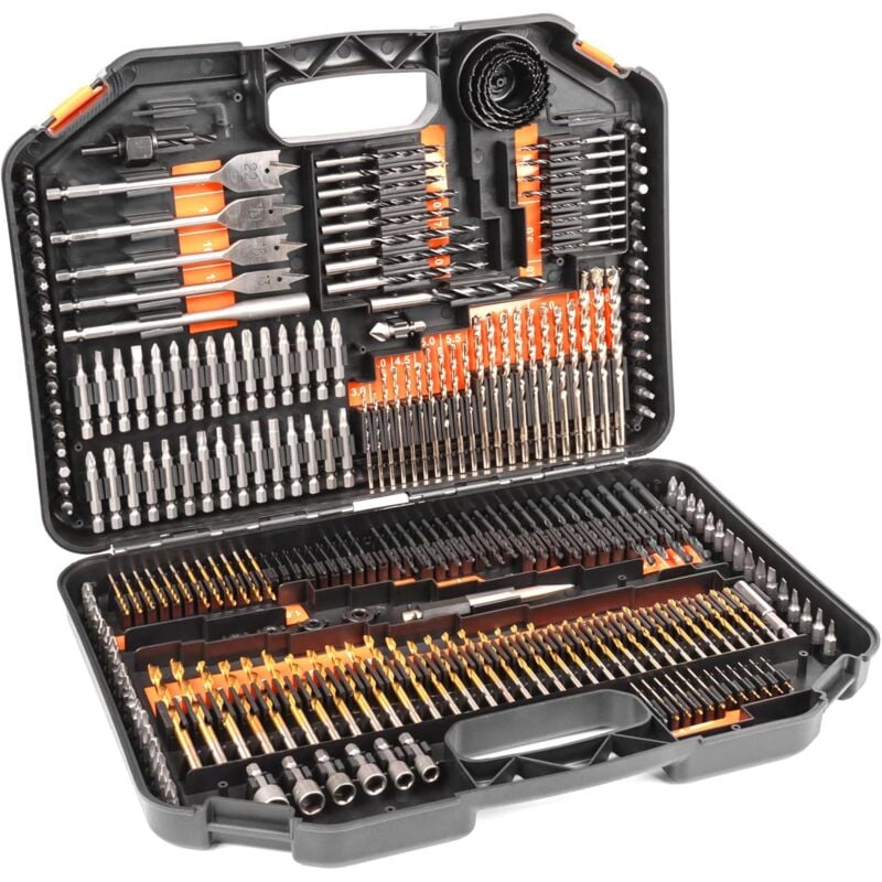 Tonysa - Gistuch Ensemble de 246 forets - Comprend des forets hélicoïdaux en acier rapide et titane, mèches à béton, mèches à bois et embouts de