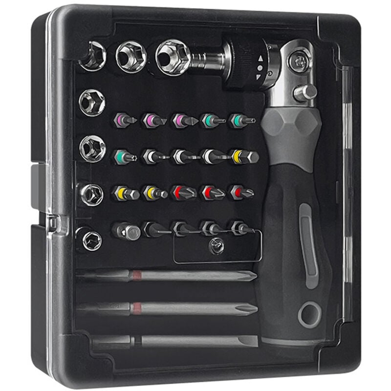 Tonysa - Ensemble de 31 en 1, clés magnétiques à cliquet et tournevis de précision pour l'électronique, Noir