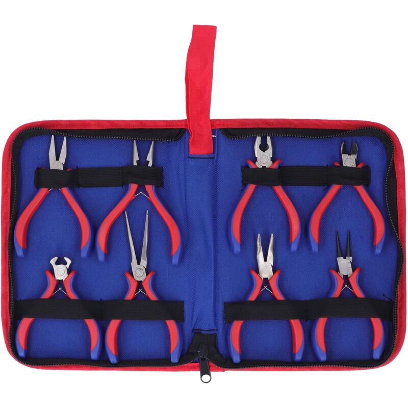 Gistuch Ensemble de Pinces à Anneau élastique, 8 Pièces 5 Pouces Ensemble de Pinces Minces avec étui de Transport Mini Trousse à Outils de Pince à