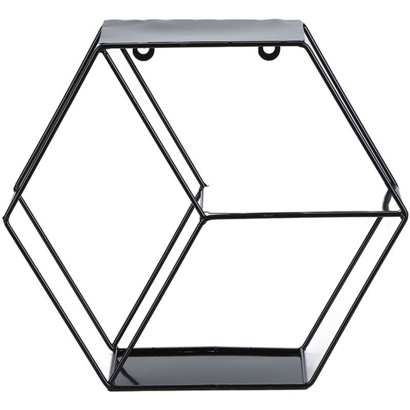 TONYSA Étagères hexagonales Étagère murale simple en fer forgé pour chambre à coucher, salon ou bureau, couleur noire