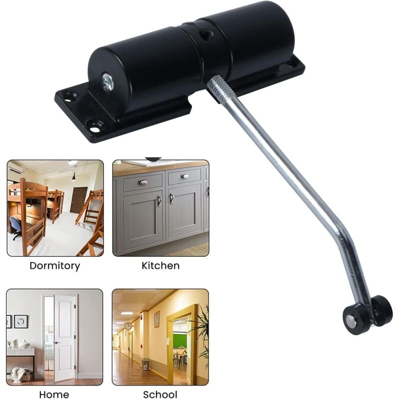 Tonysa - Ferme Porte Automatique Silencieux Sans Poinçon pour Portes de 40 kg, Ferme-Porte Ressort Réglable avec Tige de Réglage, Plaque de Montage