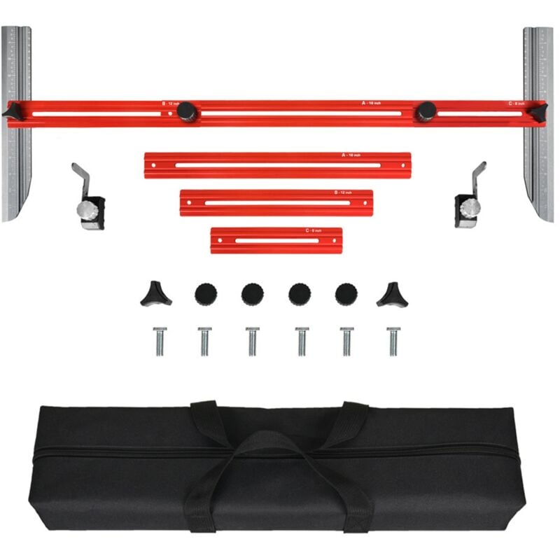 Tonysa - Gabarit de mesure d'escalier de 20,3 à 142,2 cm de longueur réglable avec clé, outil de mesure de haute précision pour couper des escaliers,
