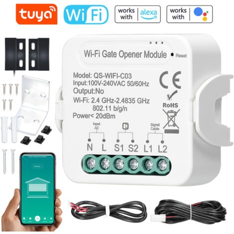 TONYSA Interrupteur Module Volet Roulant Connecté,Commutateur Rideau Stores WiFi, Compatible avec Alexa Google Home Smart Life Tuya, Tuya APP, pour Commande Vocale, Intelligent Relais Domotique, Convi