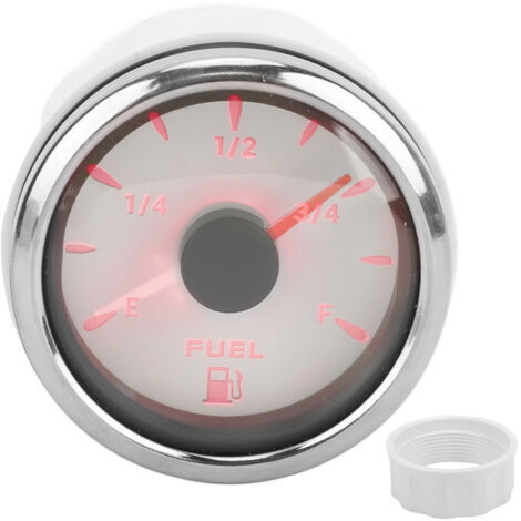TONYSA Jauge de niveau de carburant 52MM 0-190Ω, compteur de réservoir avec rétroéclairage 7 couleurs pour voiture bateau RV YachtWhite