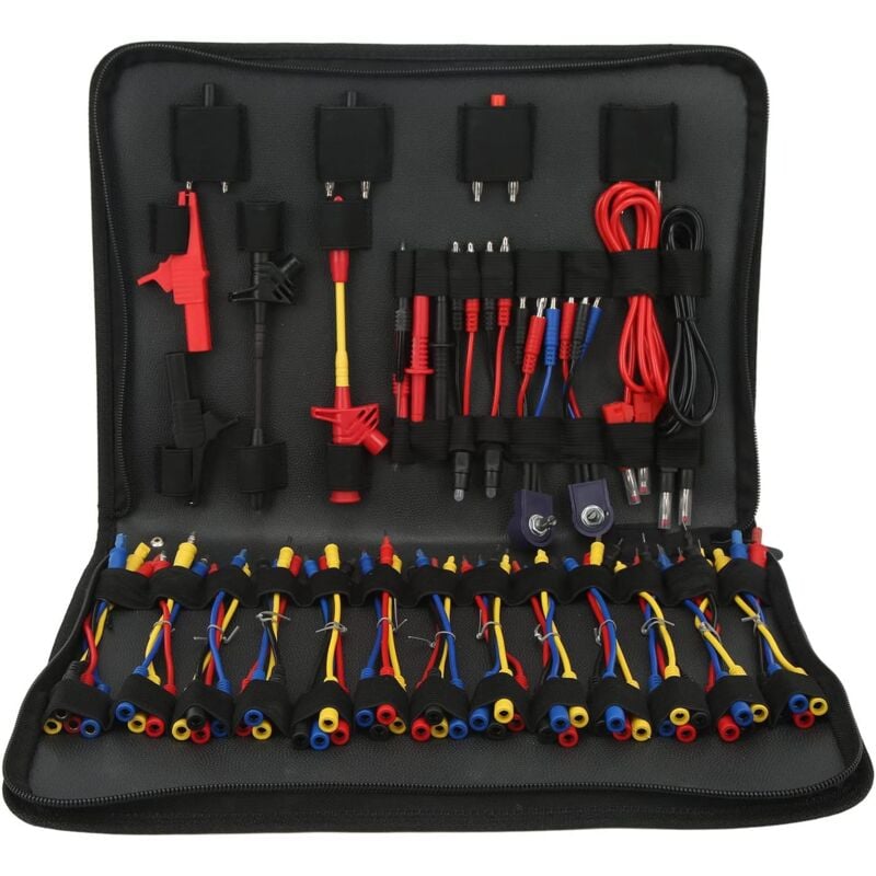 Kit de Câbles de Test pour Multimètre Électrique - Fils de Test de Bornes de Circuit Automobile avec Pinces Crocodiles 45°, pour le Diagnostic des