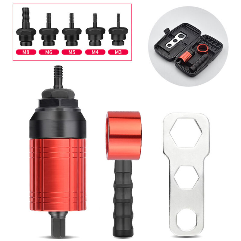 TONYSA Kit de Conversion D'outils D'écrou à Rivets Manuel électrique Détachable avec Boîte de Rangement pour Clés à Cliquet ou Perceuses 3/8"
