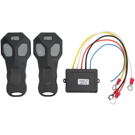 TONYSA Kit de télécommande de treuil sans fil avec indicateur de portée 75 pieds 12V anti-interférence universel pour véhicules