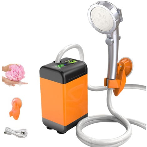 TONYSA Kit Douche de Camping, Camping Douche Portable, 7800mAh Pompe de Douche Électrique Rechargeable avec Intelligent de Température et Pression d'eau Réglable pour Extérieure, Randonnée