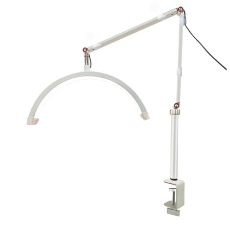 TONYSA Lampada a mezzaluna LED regolabile a 360° 3000K-6000K Lampada da terra LED per tatuatori, truccatori, stilisti, studi di bellezza, cura della pelle (bianco)