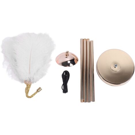 TONYSA Lampadaire LED décoratif en plumes de 61 pouces, 3 températures de couleur, gradation continue, rechargeable par USB, debout, pour salon, chambre à coucher, blanc