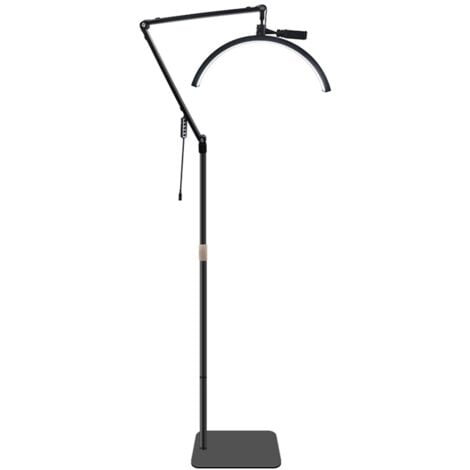 TONYSA Lampadaire LED,LED Lampe Demi Lune,Lampe de Cils en Lampe sur Pied avec Tête Réglable à 360°,3000K-6000K,lampe esthetique professionnel Avec support pour téléphone pour tattoo,Maquilleurs