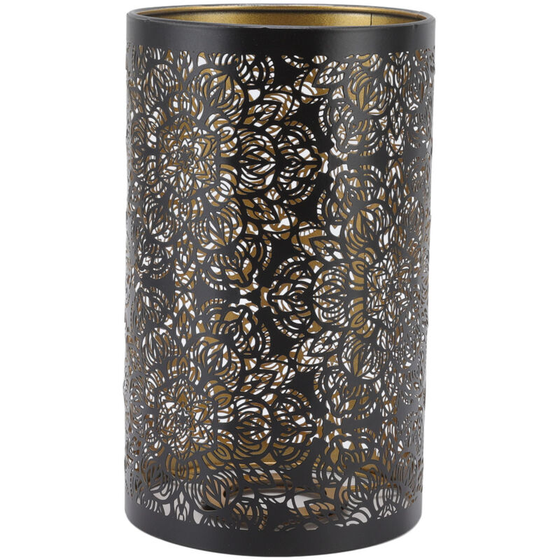 TONYSA Lampe à tensée carvure creuse en métal motif circulaire cylindrique E27 E26 Table de table de nuit décorative détachable