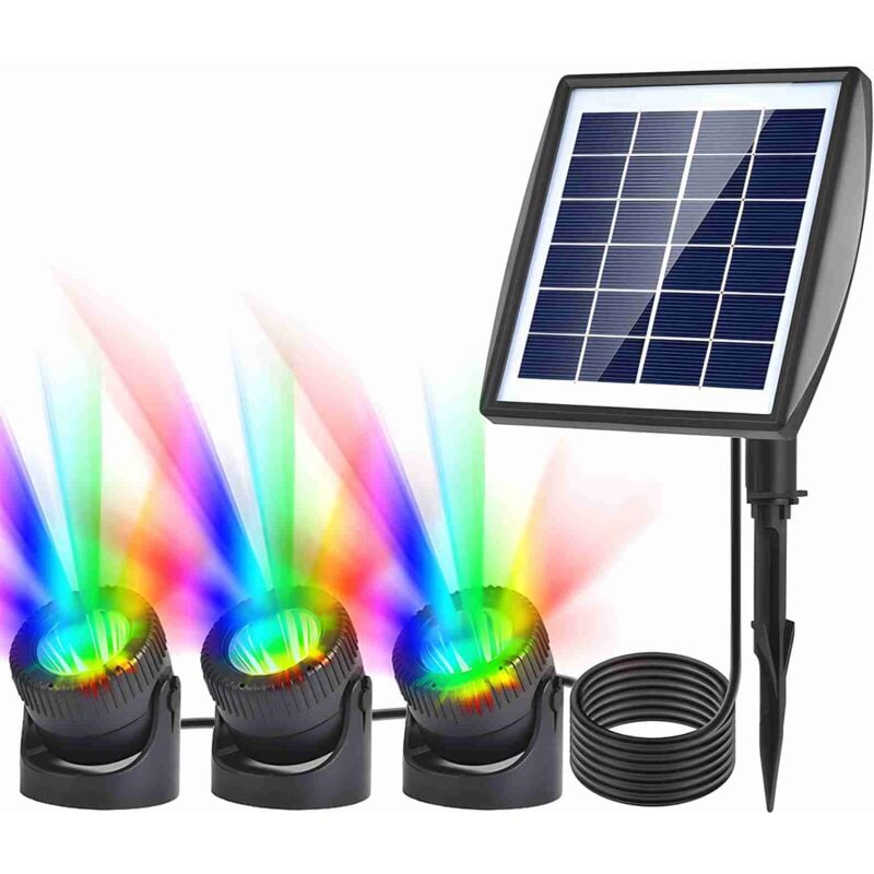 Lampes solaires de bassin, rgb Lampe Solaire Sous-marines Éclairage Submersible avec IP68 Étanche, Changement de couleur rgb Spots Solaire pour
