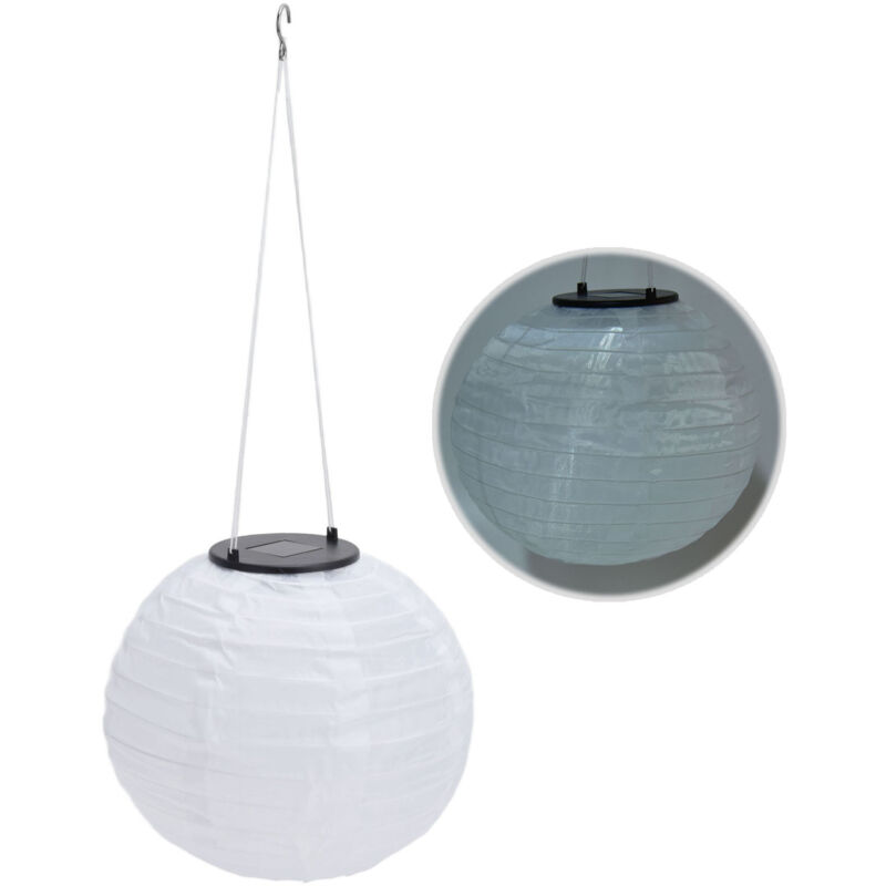 TONYSA Lanterne chinoise en tissu solaire LED étanche, lampe à crochet suspendue pour jardin, fête de mariage en plein air, lumière blanche