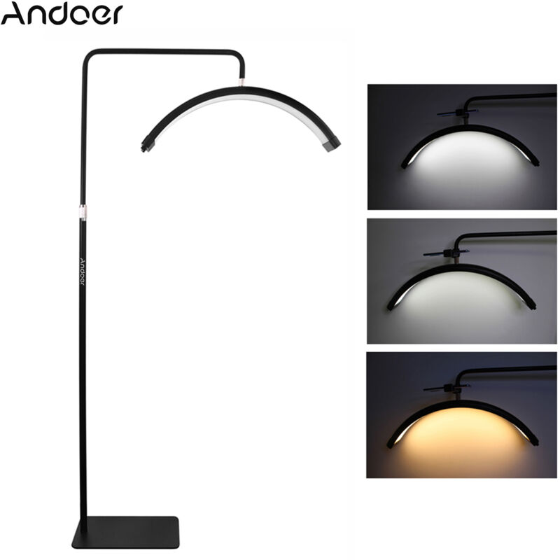 Led Lampe Demi Lune,Lampe de Cils en Lampe sur Pied avec Tête Réglable à 360°,3200K-5600K,lampe esthetique professionnel variable avec support de