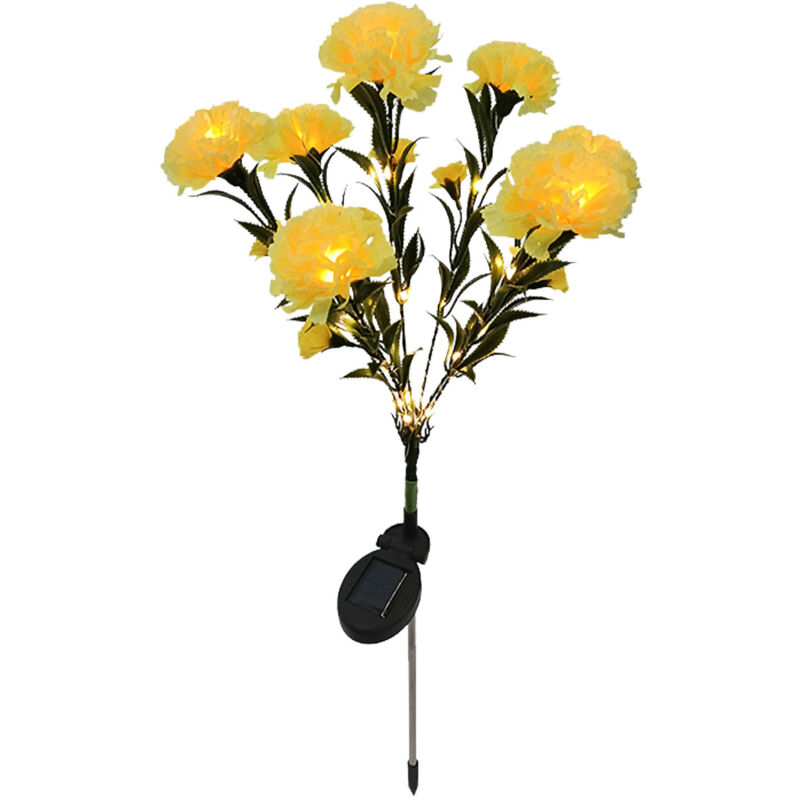 TONYSA Les fleurs solaires allument la lumière décorative imperméable en forme d'oeillet de LED pour la pelouse extérieure de jardin jaune