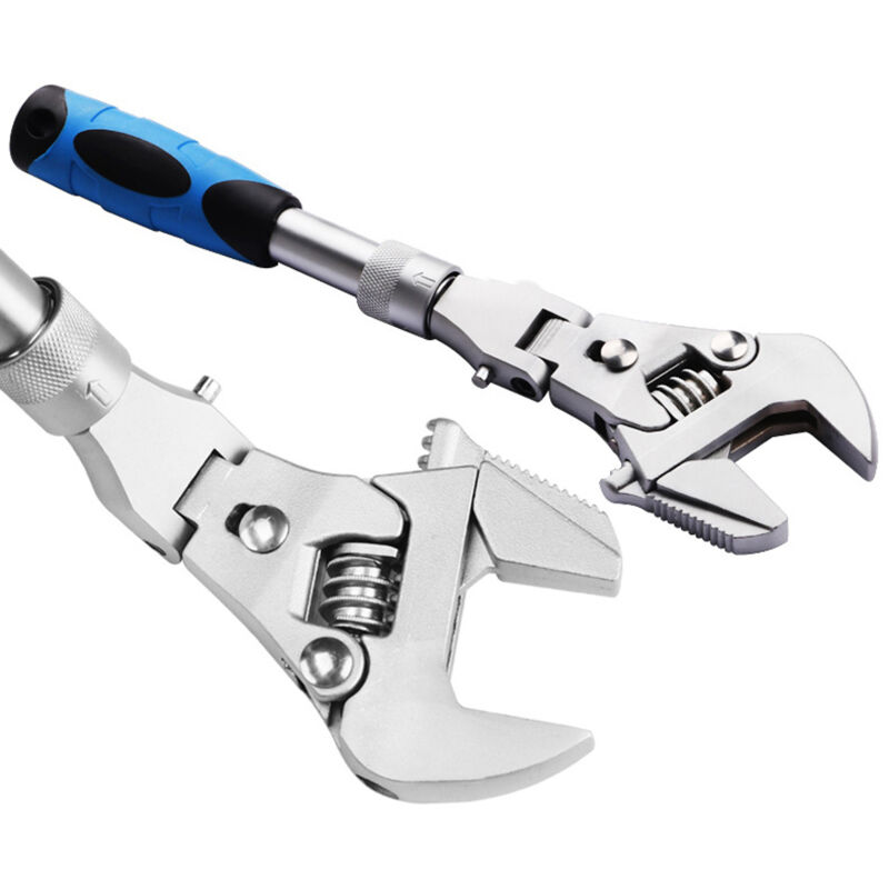 Tonysa - Llave ajustable extensible telescópica multifuncional cinco en uno de 10 pulgadas para reparaciones del hogar, llave de trinquete con mango