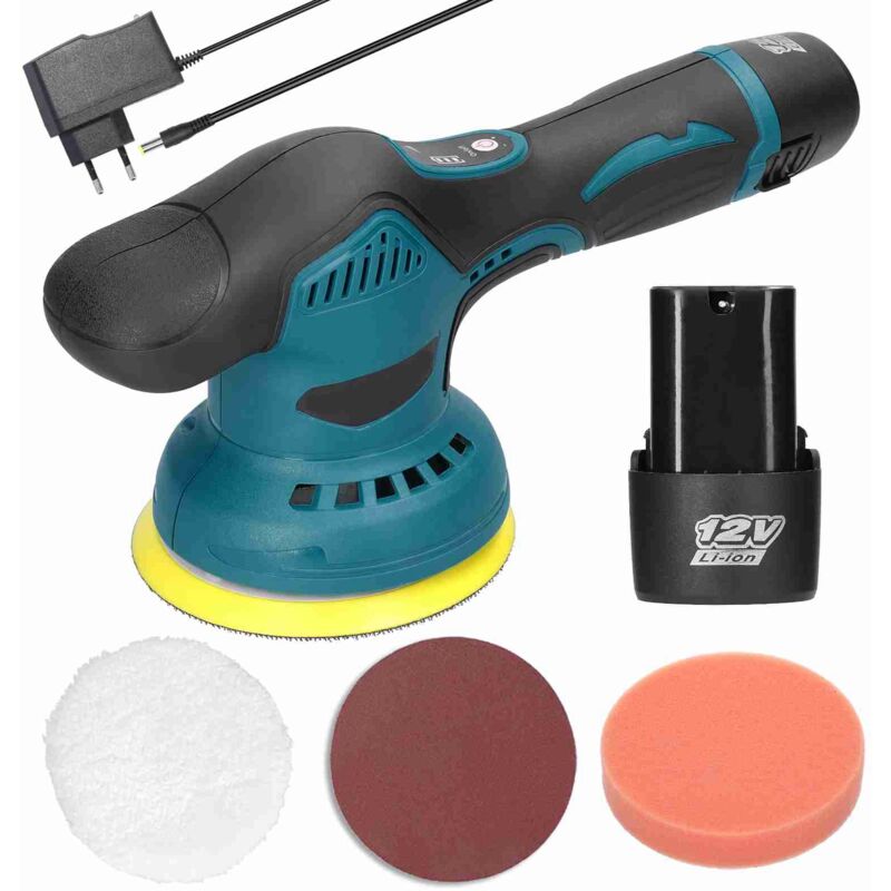 Image of TONYSA Lucidatrice per auto senza fili, lucidatrice per auto con tampone variabile da 125 mm, 2800-5500 giri/min, mini lucidatrice con tampone, 8