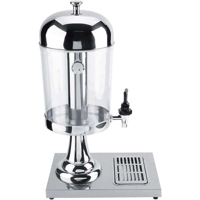 Machine à Jus en Inoxydable 8L, Distributeur de Boissons Chaudes Froides Non électrique avec Colonne de Glaçons Séparée, et baril de jus séparé, bacs