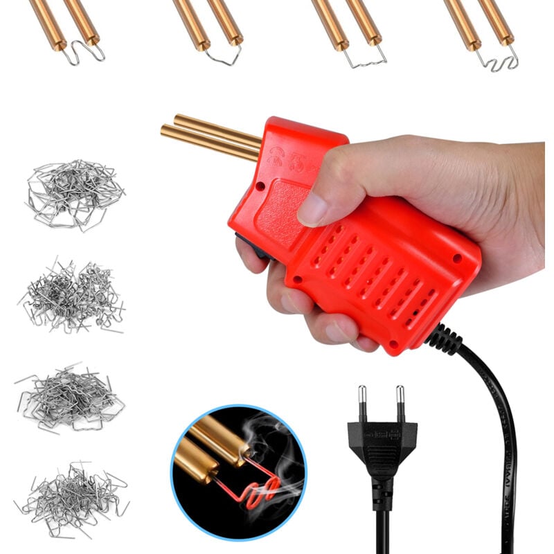 Tonysa - Machine de soudage en plastique 50W, kit de réparation de pare-chocs de voiture, agrafeuse à chaud avec 400 clous de soudage, plat/coin