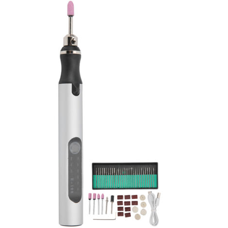 TONYSA Micro graveur électrique stylo Mini bricolage Vibro gravure trousse à outils accessoires de retrait d'ongles argent
