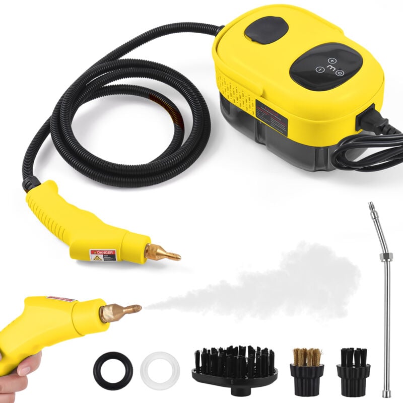 Tonysa - Nettoyeur Vapeur à Main, Nettoyeur Vapeur 2500W, 1000ML Réservoir d'eau de Grande Capacité, avec 3 Têtes de Brosse Réglables sur 6 Niveaux,