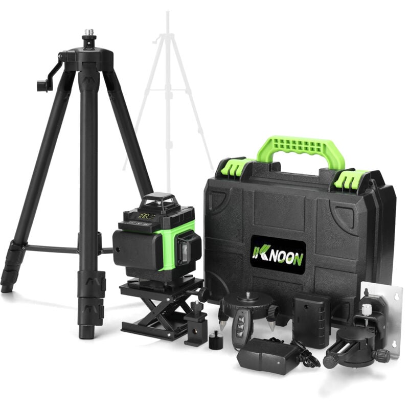 Niveau laser en 4 x 360° 4D 16 Lignes Auo-équilibrage du Niau Laser Vert Rotatif Outil de Niveau Vertical Horizontal avec d'auto-Nivellement IP54