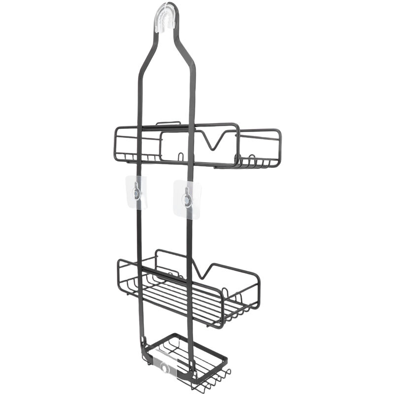 TONYSA Organisateur de douche suspendu noir givré minimaliste moderne multicouche en acier à haute teneur en carbone sur la tête pour shampoing savon