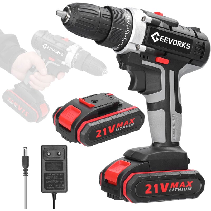 Tonysa - Perceuse Visseuse Sans Fil 21V, Visseuse Devisseuse Sans Fil avec 2 Batteries 1200mAh, 28Nm, 25+2 Réglages de Couple, 2 Vitesses, led, pour