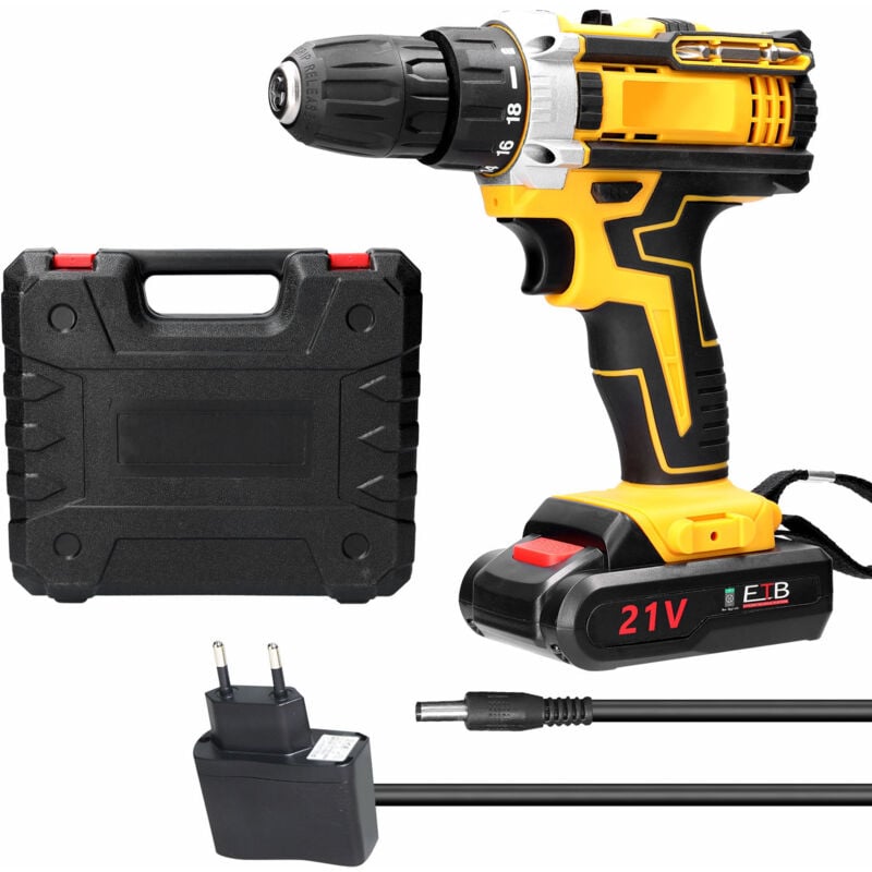 Tonysa - Perceuse Visseuse Sans Fil 21V, Visseuse Devisseuse Sans Fil avec Batteries 1200mAh, 18 engrenages du couple réglable, led, 25 Accessoires