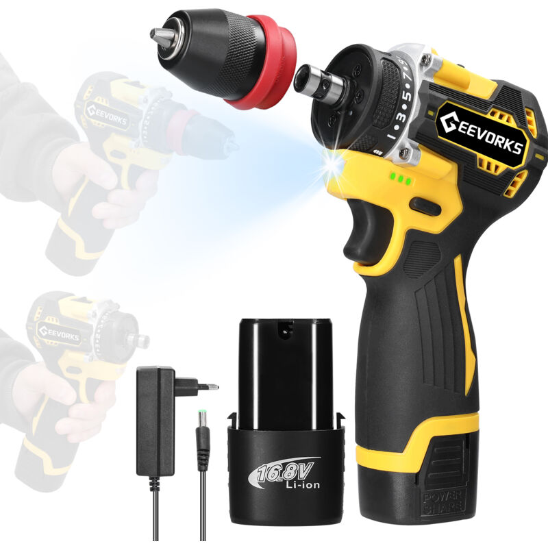 Perceuse Visseuse Sans Fil , Brushless Visseuse Devisseuse avec 2 Batteries 1300mAh, 25 Réglages de Couple, 2 Vitesses, led, pour Projet de Bricolage