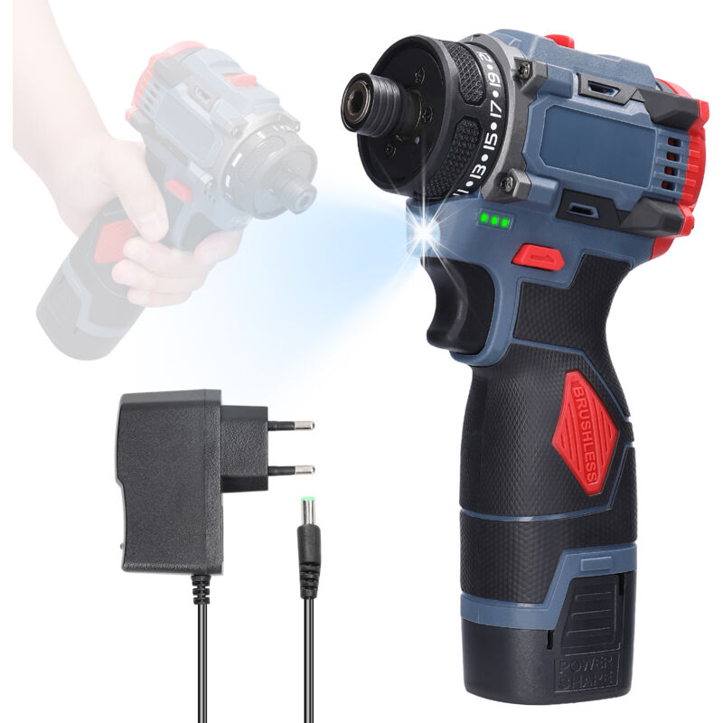 Tonysa - Perceuse Visseuse Sans Fil , Perceuse Devisseuse Sans Fil avec Batterie 1300 mAh, 45Nm, 23+1 Réglages de Couple, 2 Vitesse, Lumières led,
