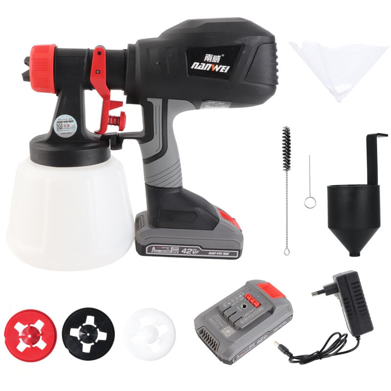 Tonysa - Pistolet à Peinture sans Fil 21V, Moteur sans Balai , réglage du débit d'air et de Peinture, 3 Modes de pulvérisation, 4 Buses, pour travaux